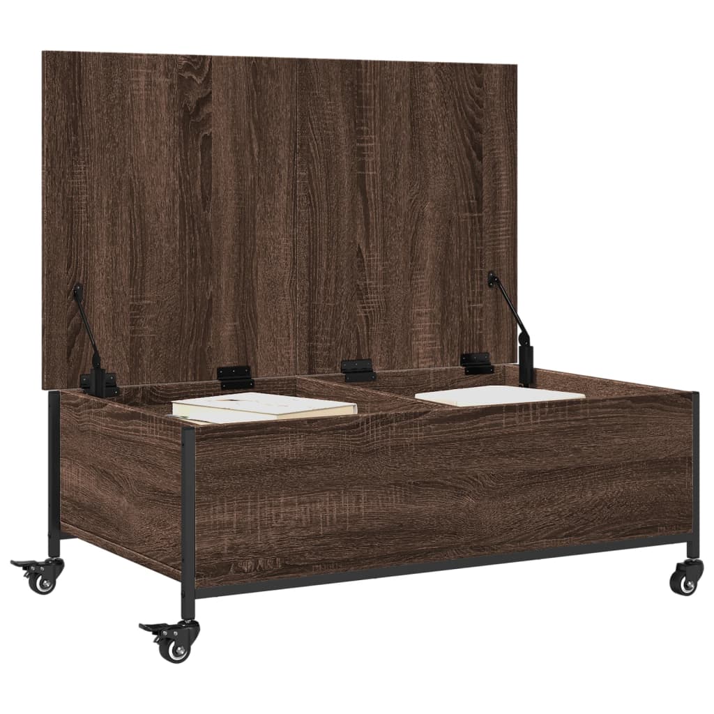 vidaXL Mesa de centro con ruedas madera ingeniería marrón 91x55x34 cm