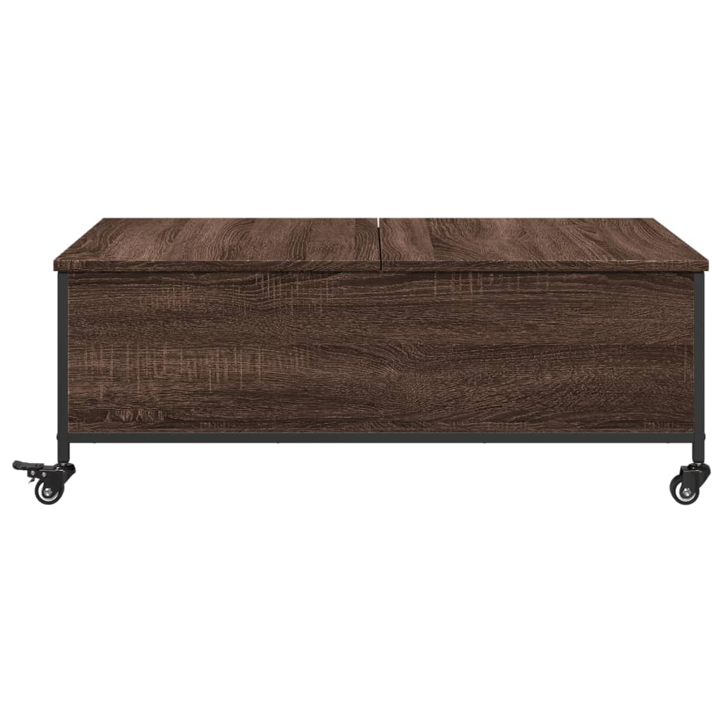 vidaXL Mesa de centro con ruedas madera ingeniería marrón 91x55x34 cm