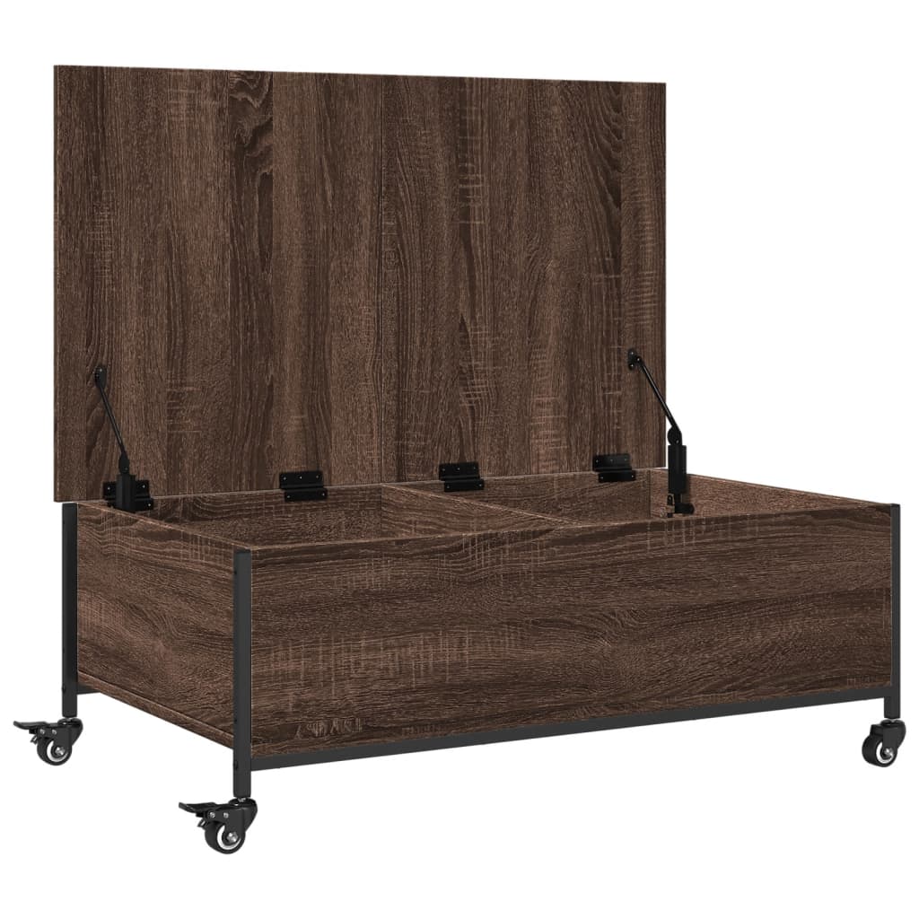 vidaXL Mesa de centro con ruedas madera ingeniería marrón 91x55x34 cm