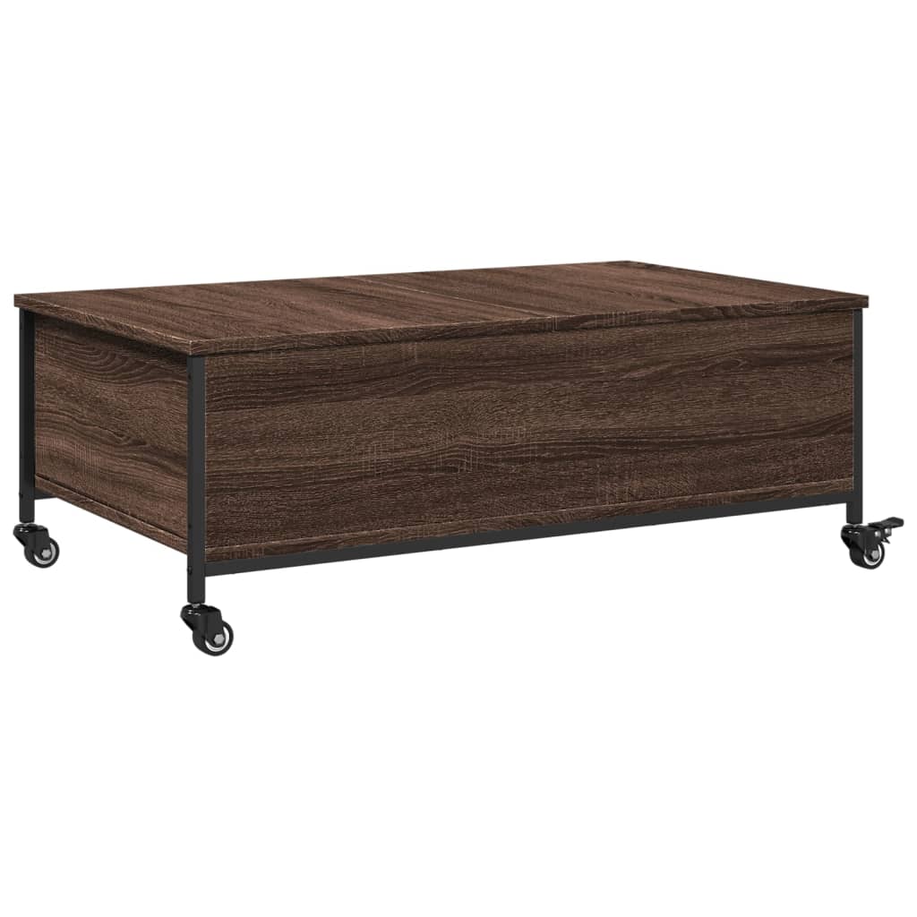 vidaXL Mesa de centro con ruedas madera ingeniería marrón 91x55x34 cm