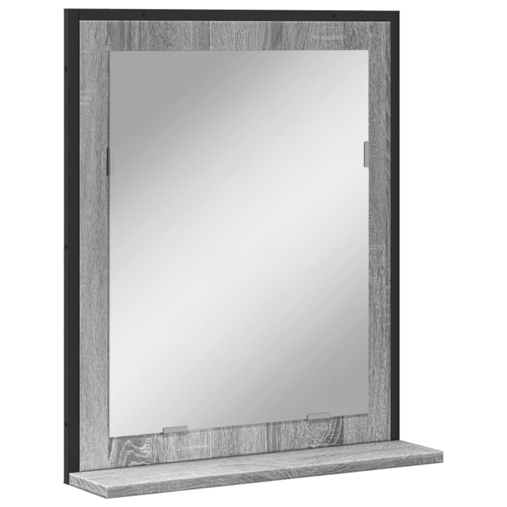 vidaXL Espejo de baño con estante madera ingeniería gris Sonoma