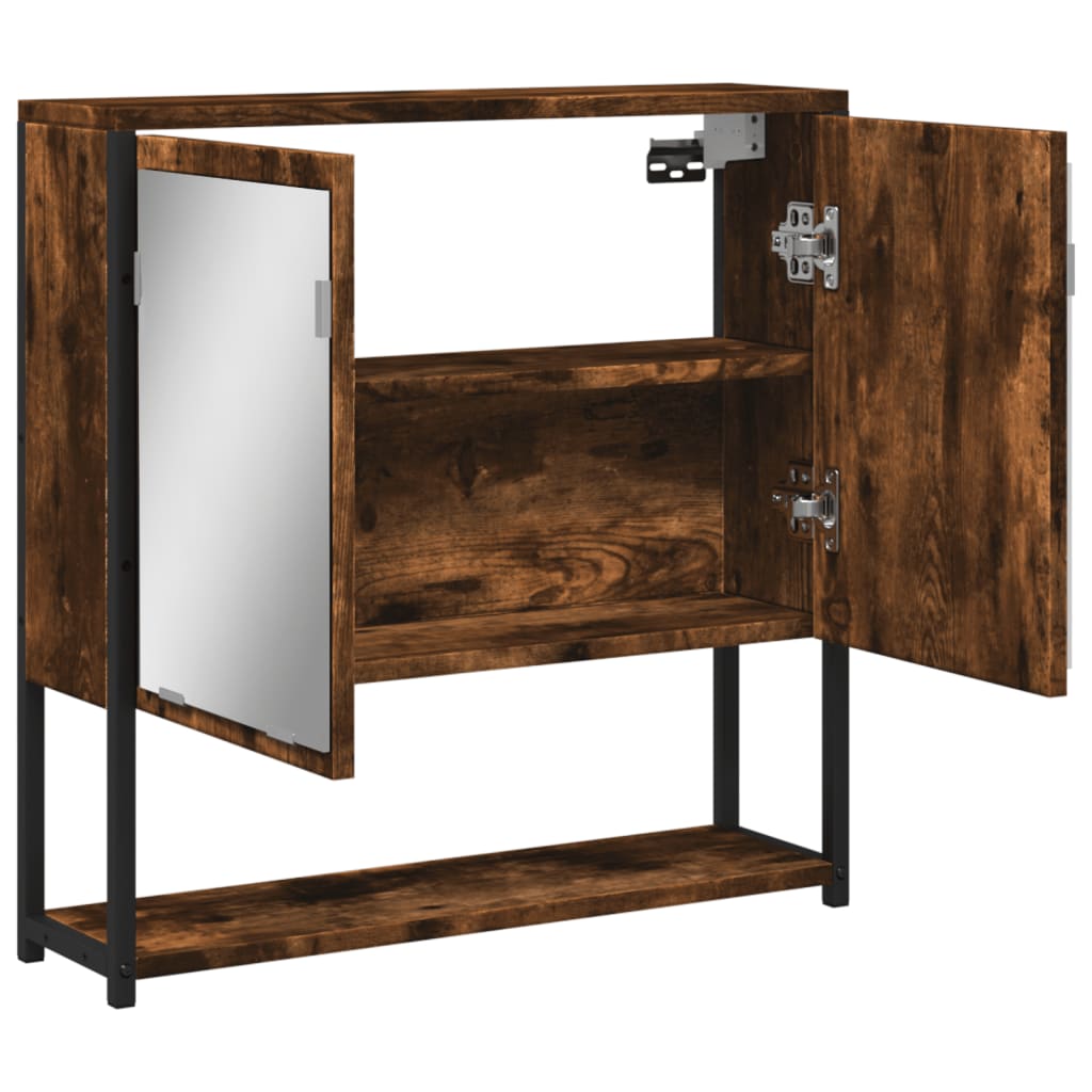 vidaXL Armario con espejo baño madera roble ahumado 60x16x60 cm
