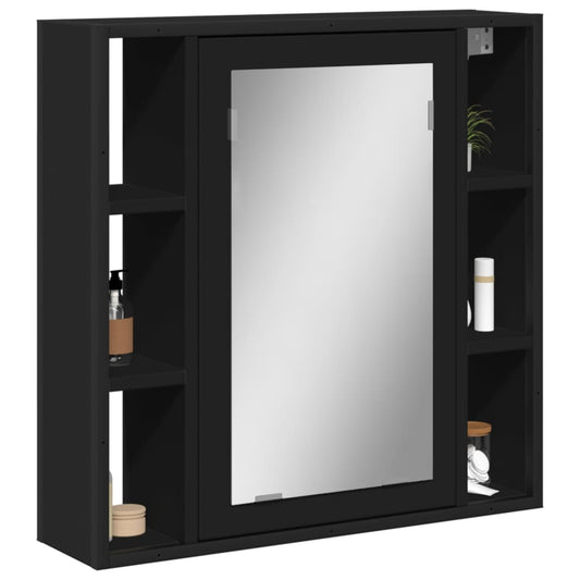 vidaXL Armario con espejo de baño madera ingeniería negro 60x16x60 cm