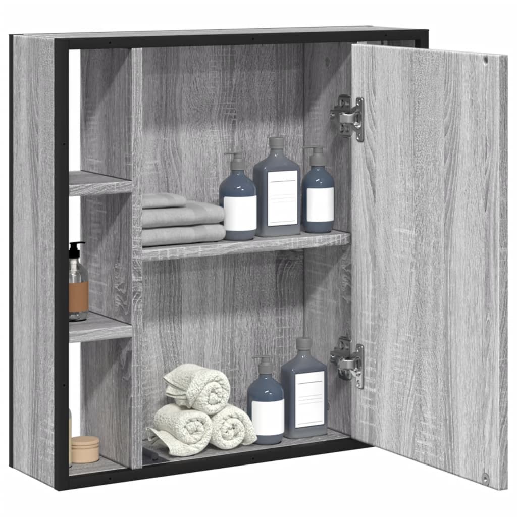 vidaXL Armario con espejo de baño madera gris Sonoma 60x16x60 cm