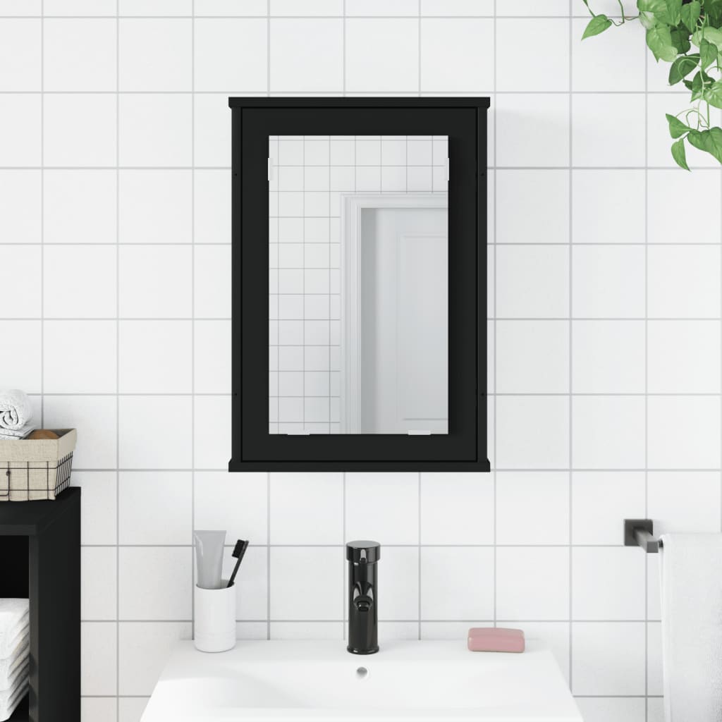 vidaXL Armario con espejo de baño madera ingeniería negro 42x12x60 cm