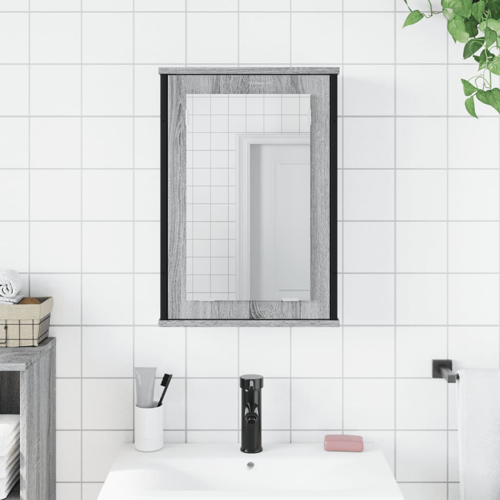 vidaXL Armario con espejo de baño madera gris Sonoma 42x12x60 cm