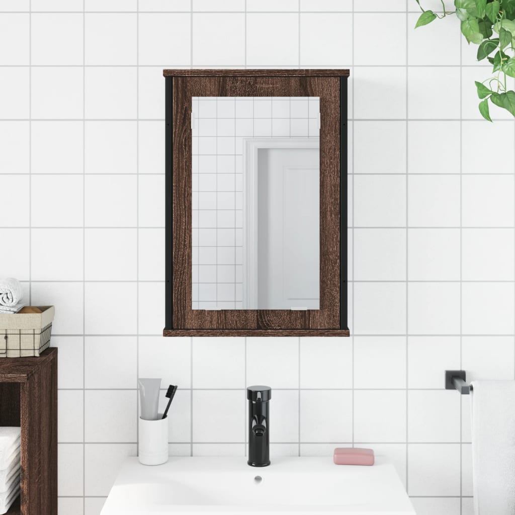 vidaXL Armario con espejo baño madera marrón roble 42x12x60 cm