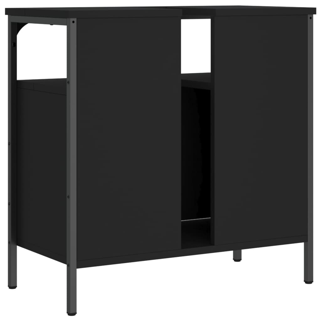 vidaXL Armario para lavabo de baño madera ingeniería negro 60x30x60 cm