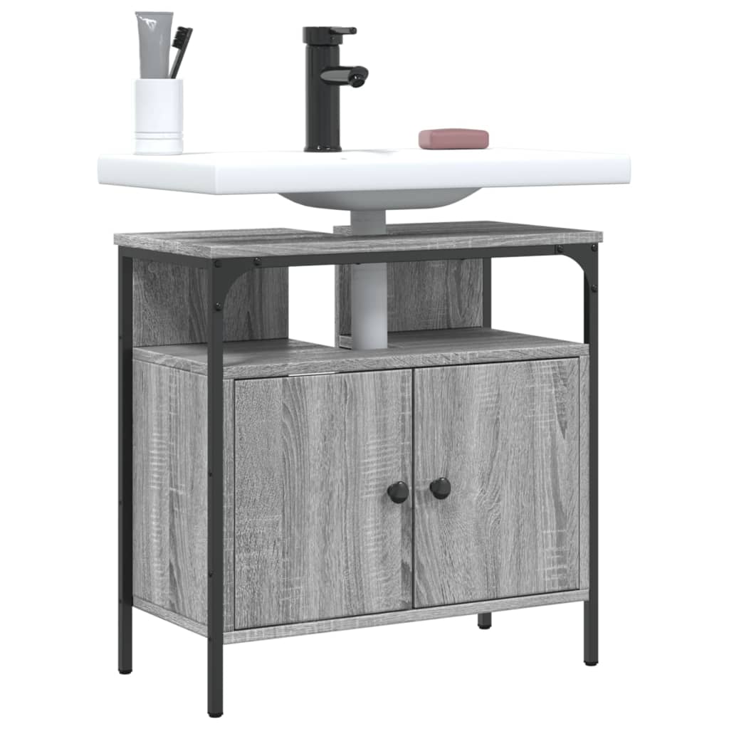 vidaXL Armario lavabo baño madera ingeniería gris Sonoma 60x30x60 cm