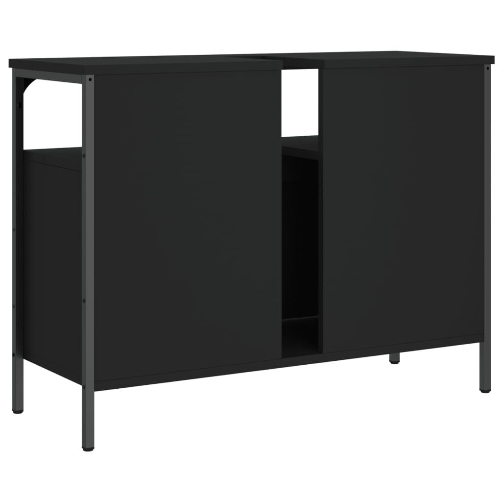 vidaXL Armario para lavabo de baño madera ingeniería negro 80x30x60 cm