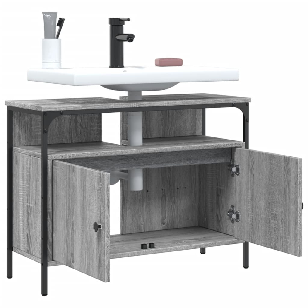 vidaXL Armario lavabo baño madera ingeniería gris Sonoma 80x30x60 cm