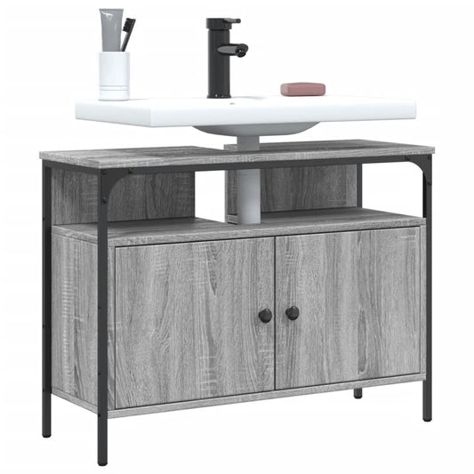 vidaXL Armario lavabo baño madera ingeniería gris Sonoma 80x30x60 cm