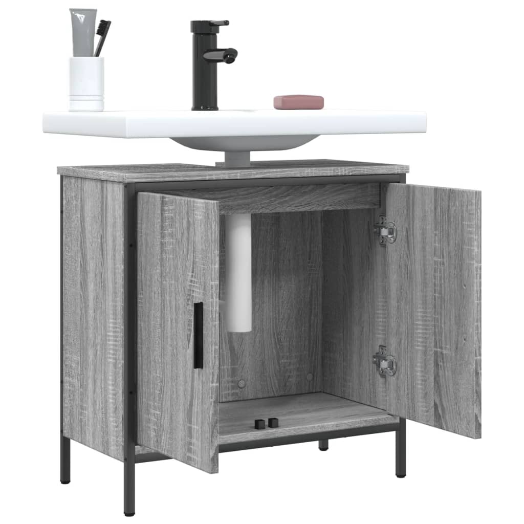 vidaXL Armario lavabo baño madera ingeniería gris Sonoma 60x30x60 cm