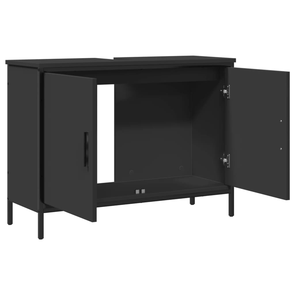 vidaXL Armario para lavabo de baño madera ingeniería negro 80x30x60 cm