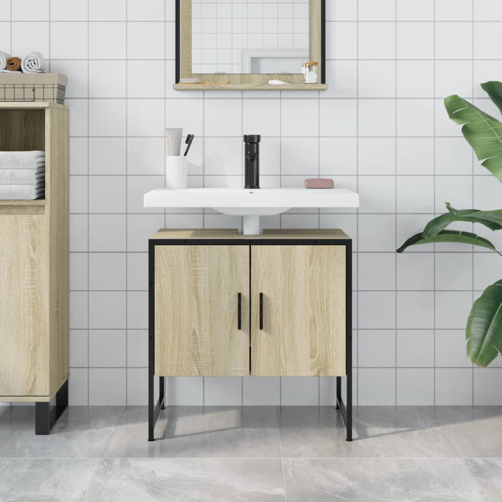 vidaXL Armario lavabo baño madera ingeniería roble Sonoma 60x33x60 cm