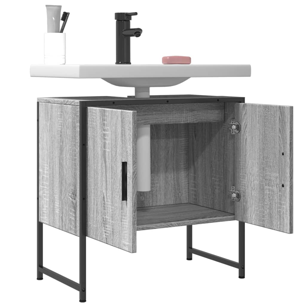 vidaXL Armario lavabo baño madera ingeniería gris Sonoma 60x33x60 cm