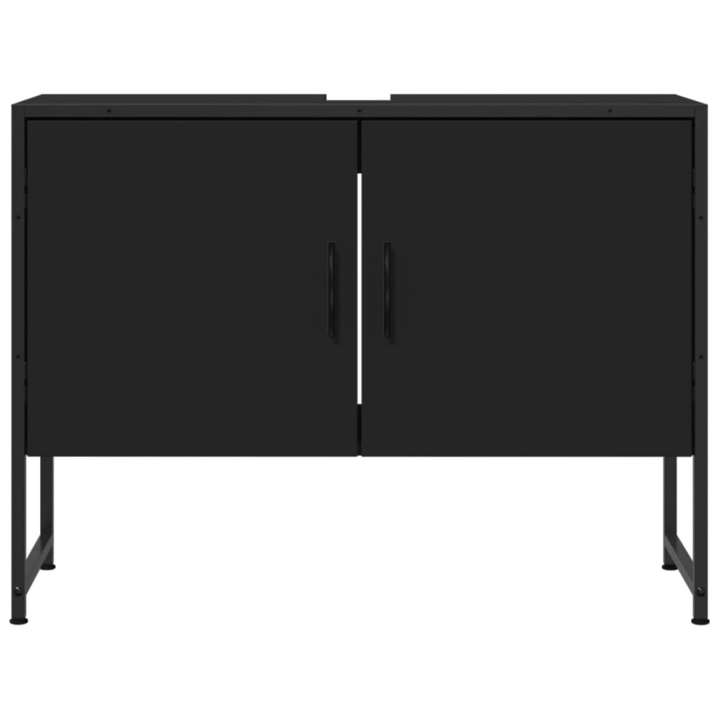 vidaXL Armario de lavabo de baño madera ingeniería negro 80x33x60 cm