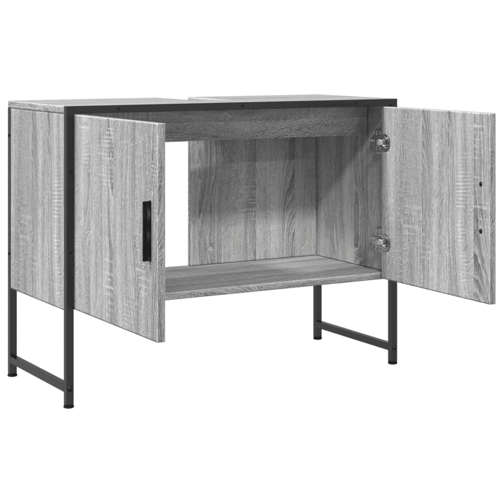 vidaXL Armario lavabo baño madera ingeniería gris Sonoma 80x33x60 cm