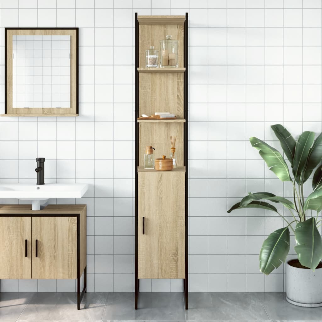 vidaXL Armario de baño madera ingeniería roble Sonoma 33x33x185,5 cm