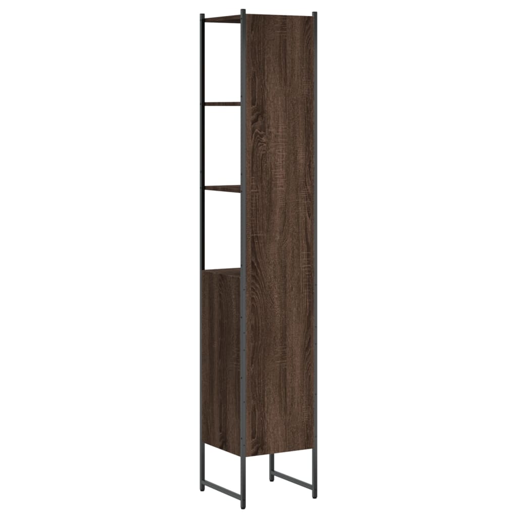 vidaXL Armario de baño madera ingeniería marrón roble 33x33x185,5 cm