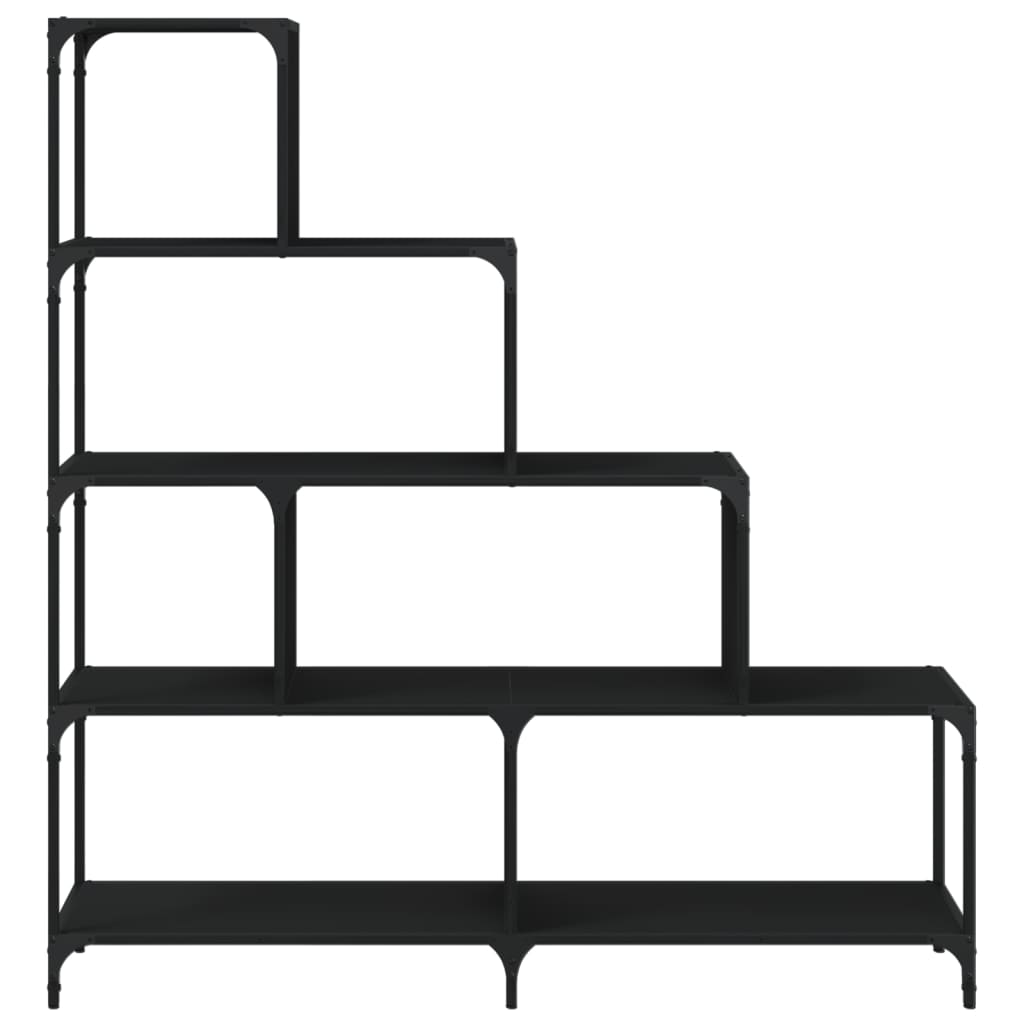 vidaXL Librería con 4 peldaños madera ingeniería negro 139x33,5x149 cm