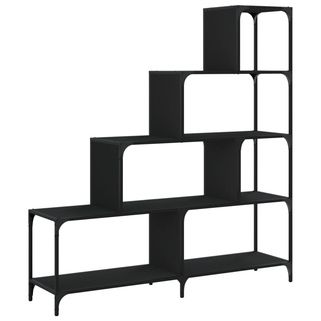 vidaXL Librería con 4 peldaños madera ingeniería negro 139x33,5x149 cm