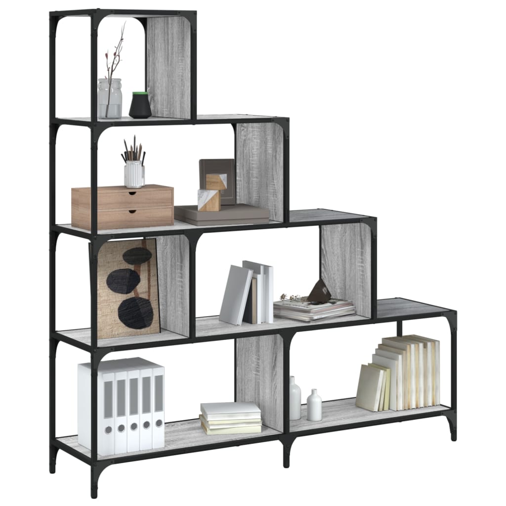 vidaXL Librería con 4 peldaños madera gris Sonoma 139x33,5x149 cm