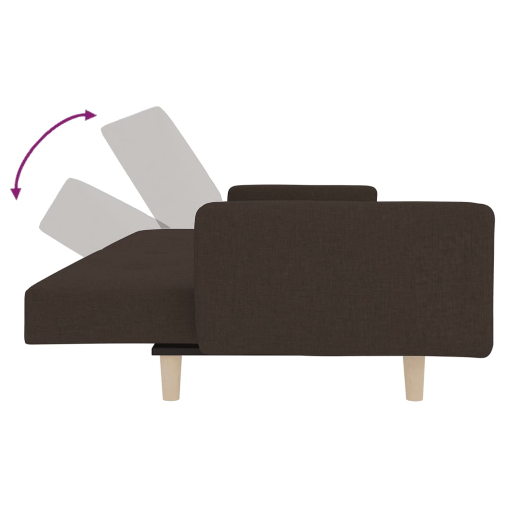 vidaXL Sofá cama de 2 plazas con dos almohadas tela marrón oscuro