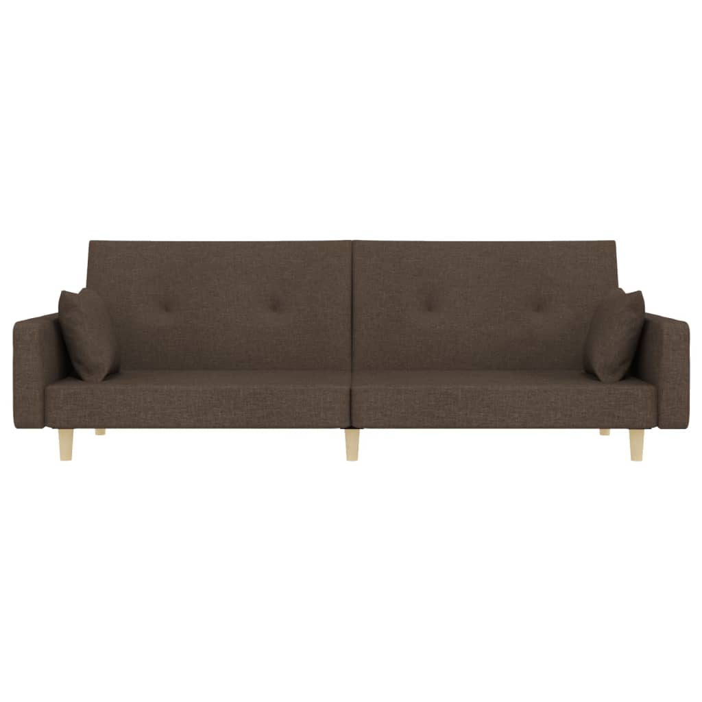 vidaXL Sofá cama de 2 plazas con dos almohadas tela gris taupe