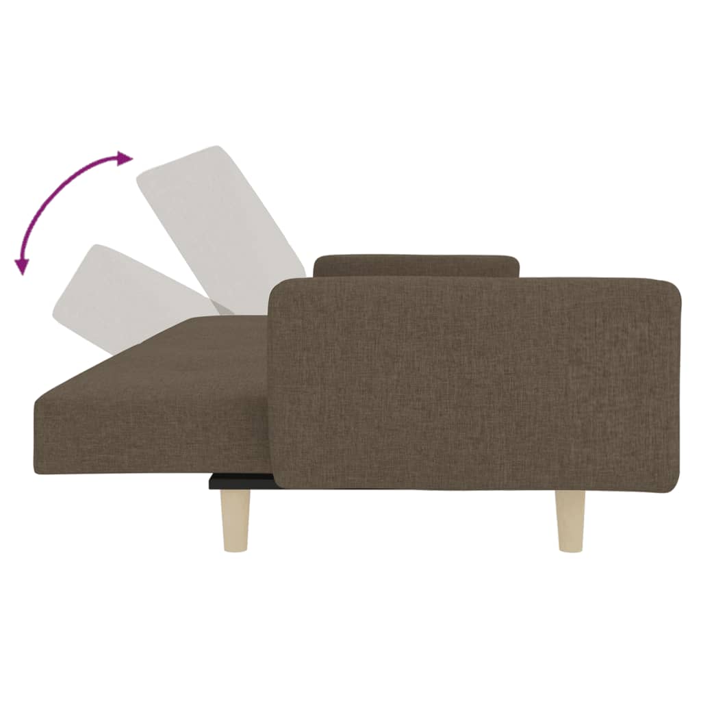 vidaXL Sofá cama de 2 plazas con dos almohadas tela gris taupe