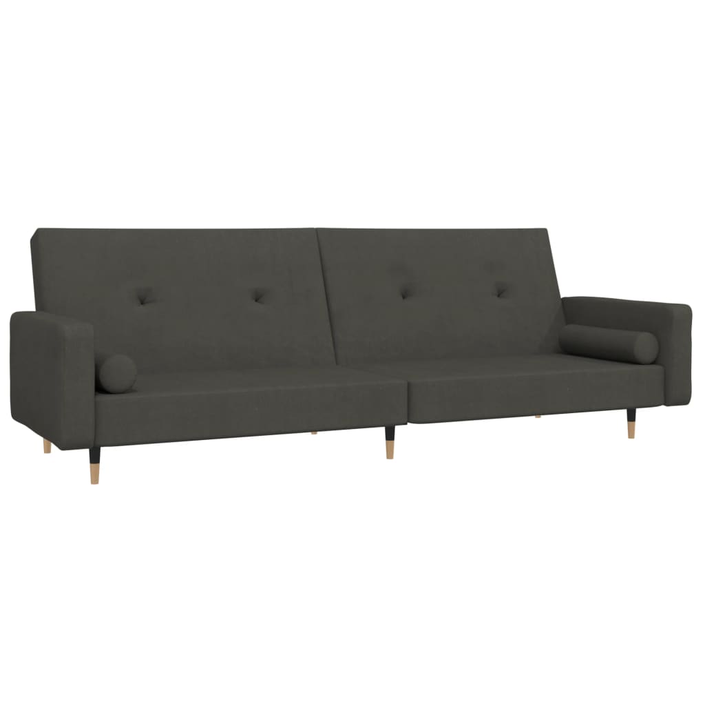 vidaXL Sofá cama de 2 plazas con dos almohadas terciopelo gris oscuro