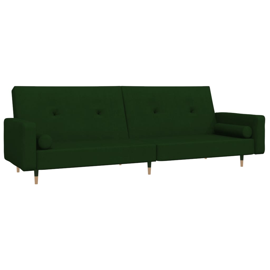 vidaXL Sofá cama de 2 plazas con dos almohadas terciopelo verde oscuro