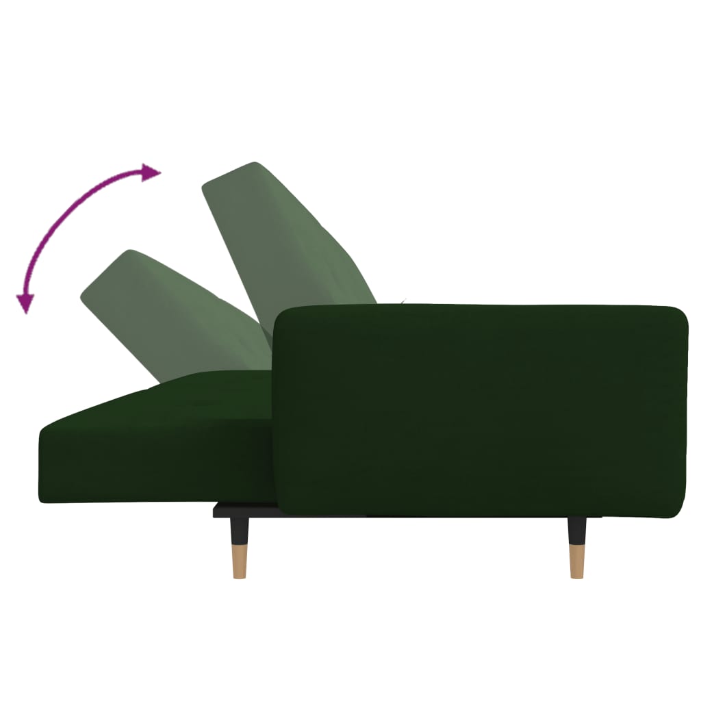 vidaXL Sofá cama de 2 plazas con dos almohadas terciopelo verde oscuro