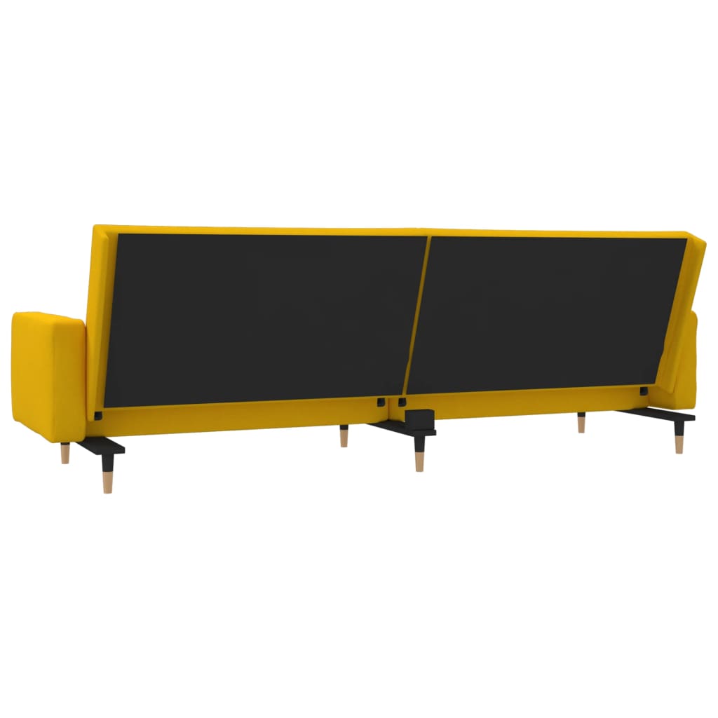 vidaXL Sofá cama de 2 plazas con dos almohadas terciopelo amarillo