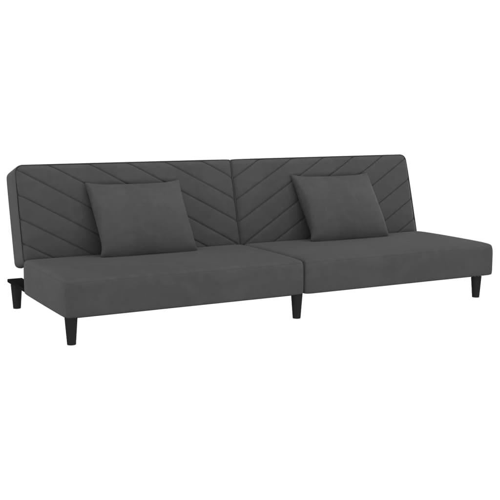 vidaXL Sofá cama de 2 plazas con dos almohadas terciopelo gris oscuro