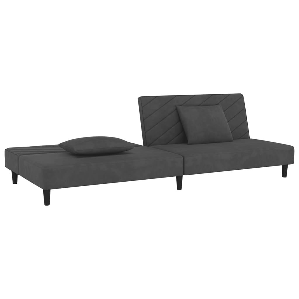 vidaXL Sofá cama de 2 plazas con dos almohadas terciopelo gris oscuro