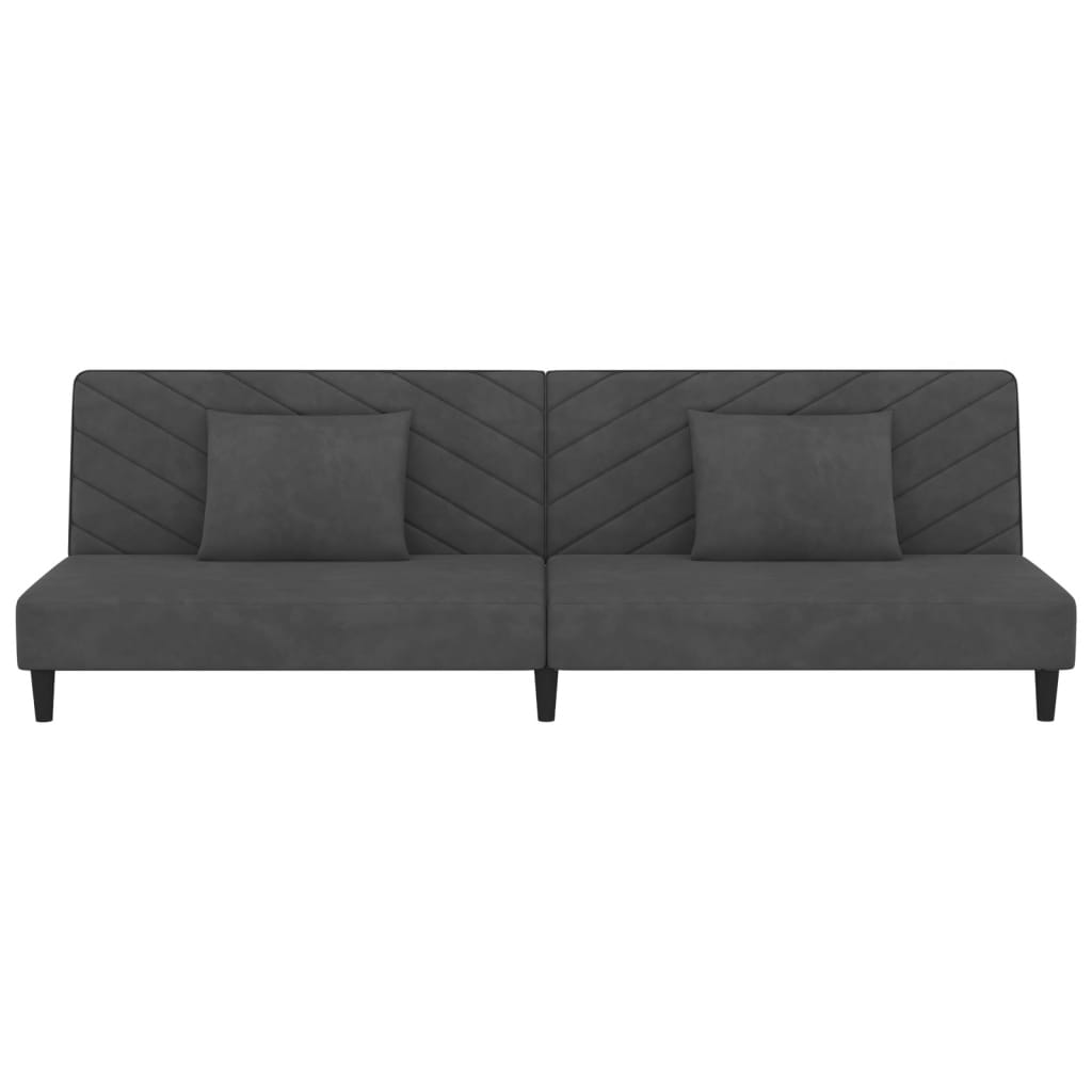 vidaXL Sofá cama de 2 plazas con dos almohadas terciopelo gris oscuro