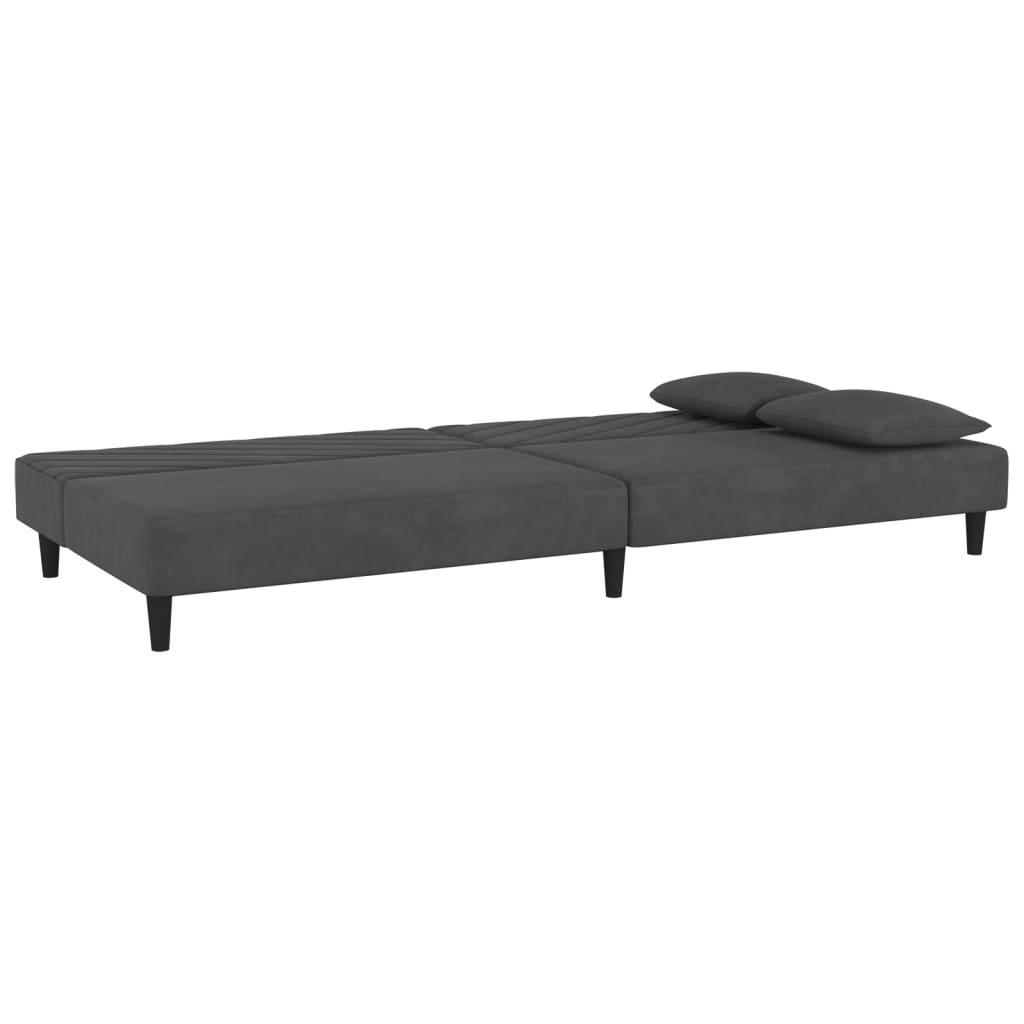 vidaXL Sofá cama de 2 plazas con dos almohadas terciopelo gris oscuro