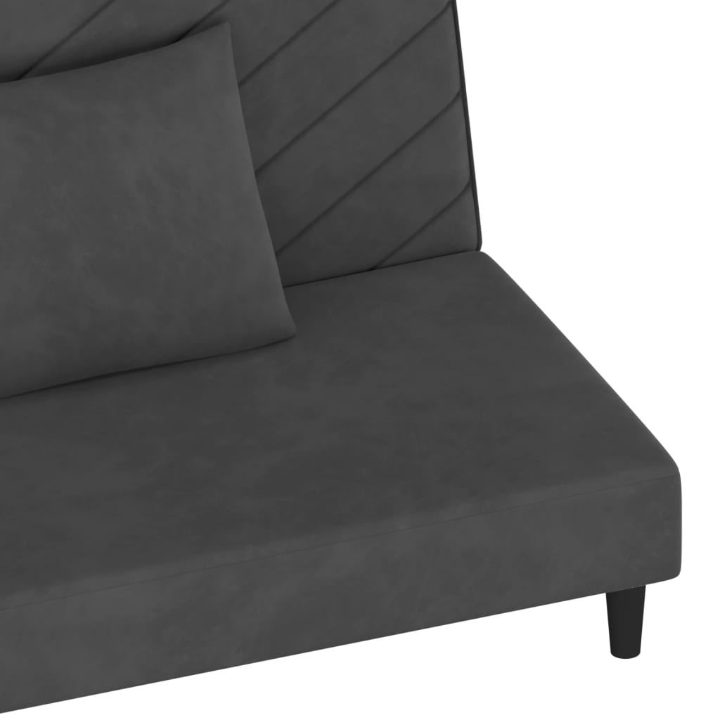 vidaXL Sofá cama de 2 plazas con dos almohadas terciopelo gris oscuro