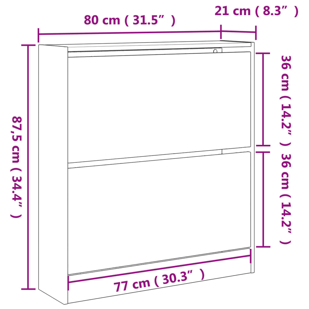 vidaXL Zapatero de madera de ingeniería negro 80x21x87,5 cm