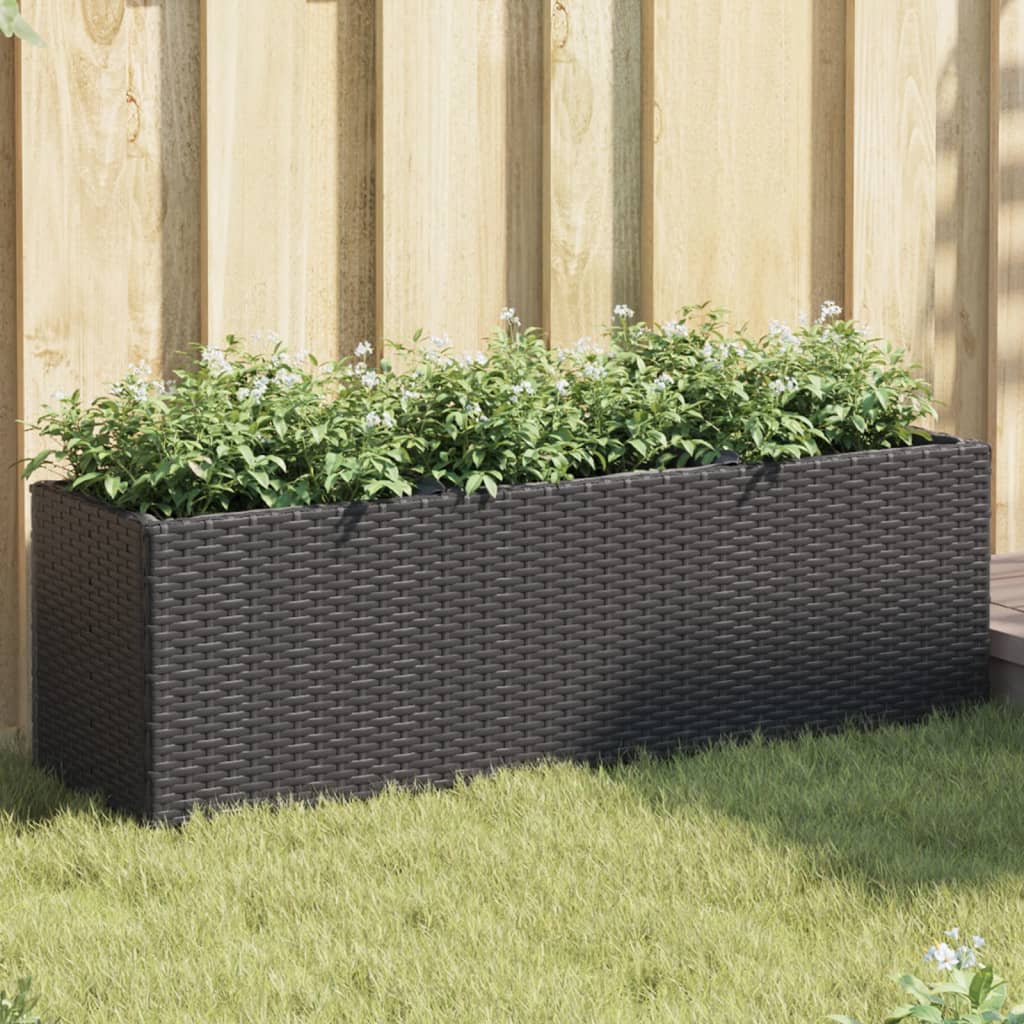 vidaXL Jardinera con 3 maceteros ratán sintético negro 105x30x32 cm