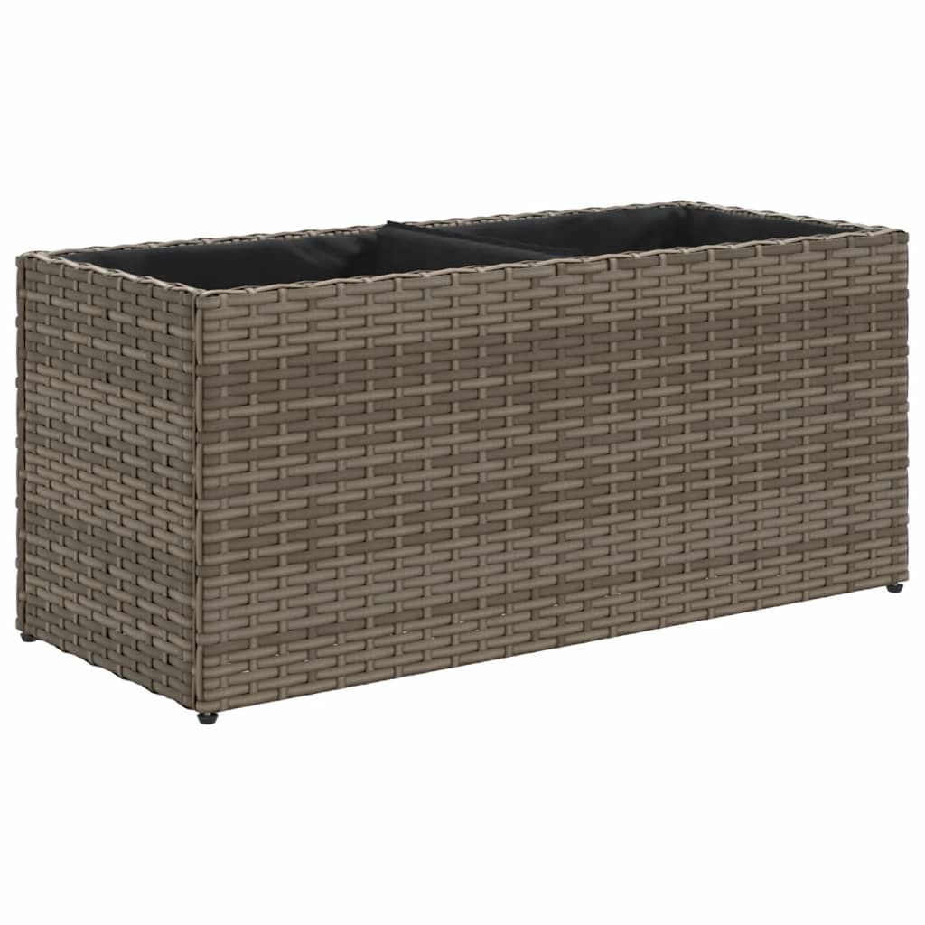 vidaXL Jardinera de jardín con 2 maceteros ratán PE gris 72x30x32 cm