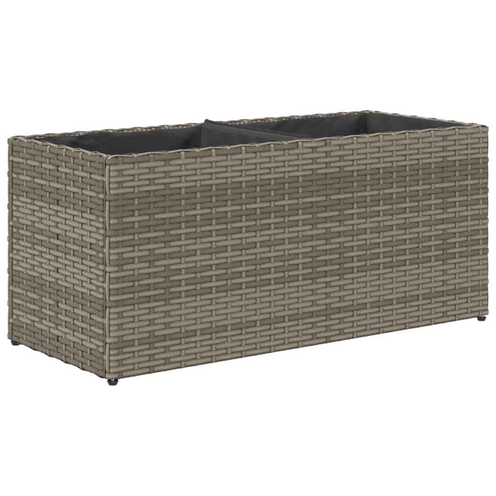 vidaXL Jardinera de jardín con 2 maceteros ratán PE gris 72x30x32 cm