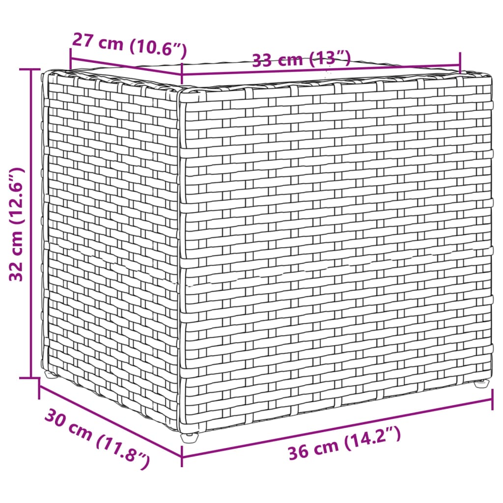 vidaXL Jardinera de ratán sintético negra 36x30x32 cm