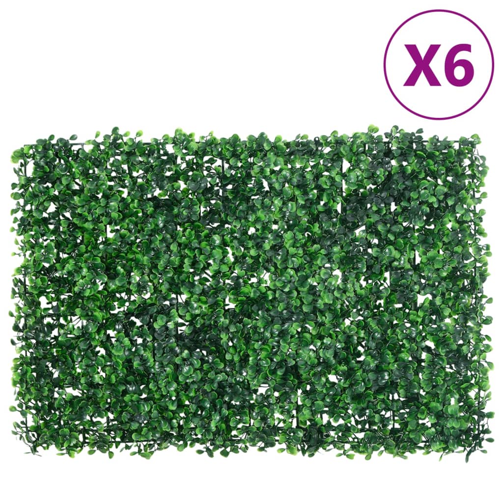  vidaXL Valla de hojas de arbusto artificial 6 uds verde 40x60 cm