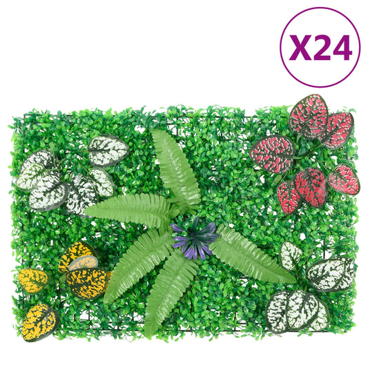  vidaXL Valla de plantas artificiales 24 uds verde 40x60 cm
