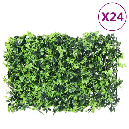  vidaXL Valla de hojas artificiales 24 uds verde 40x60 cm