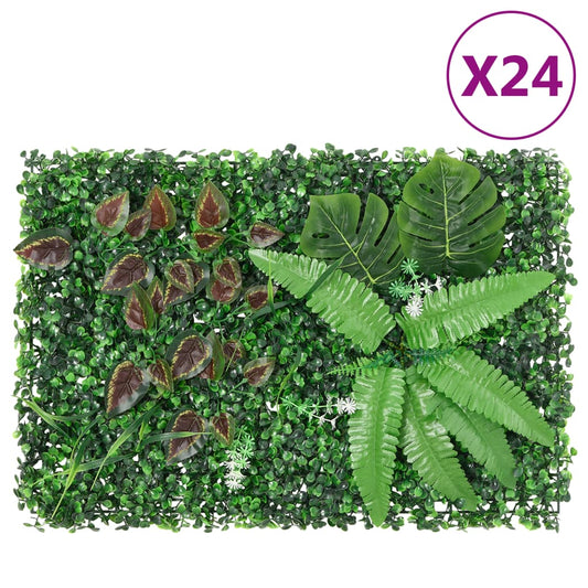  vidaXL Valla de plantas artificiales 24 uds verde 40x60 cm