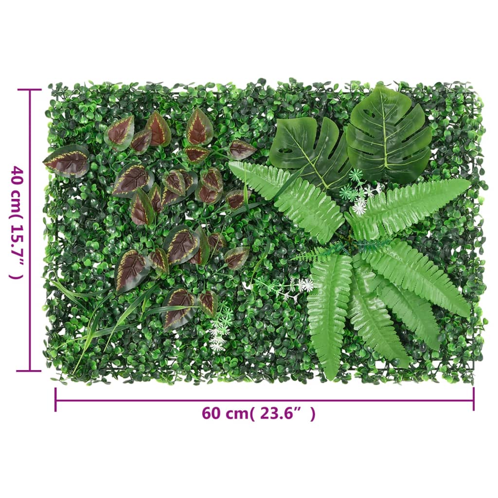  vidaXL Valla de plantas artificiales 24 uds verde 40x60 cm