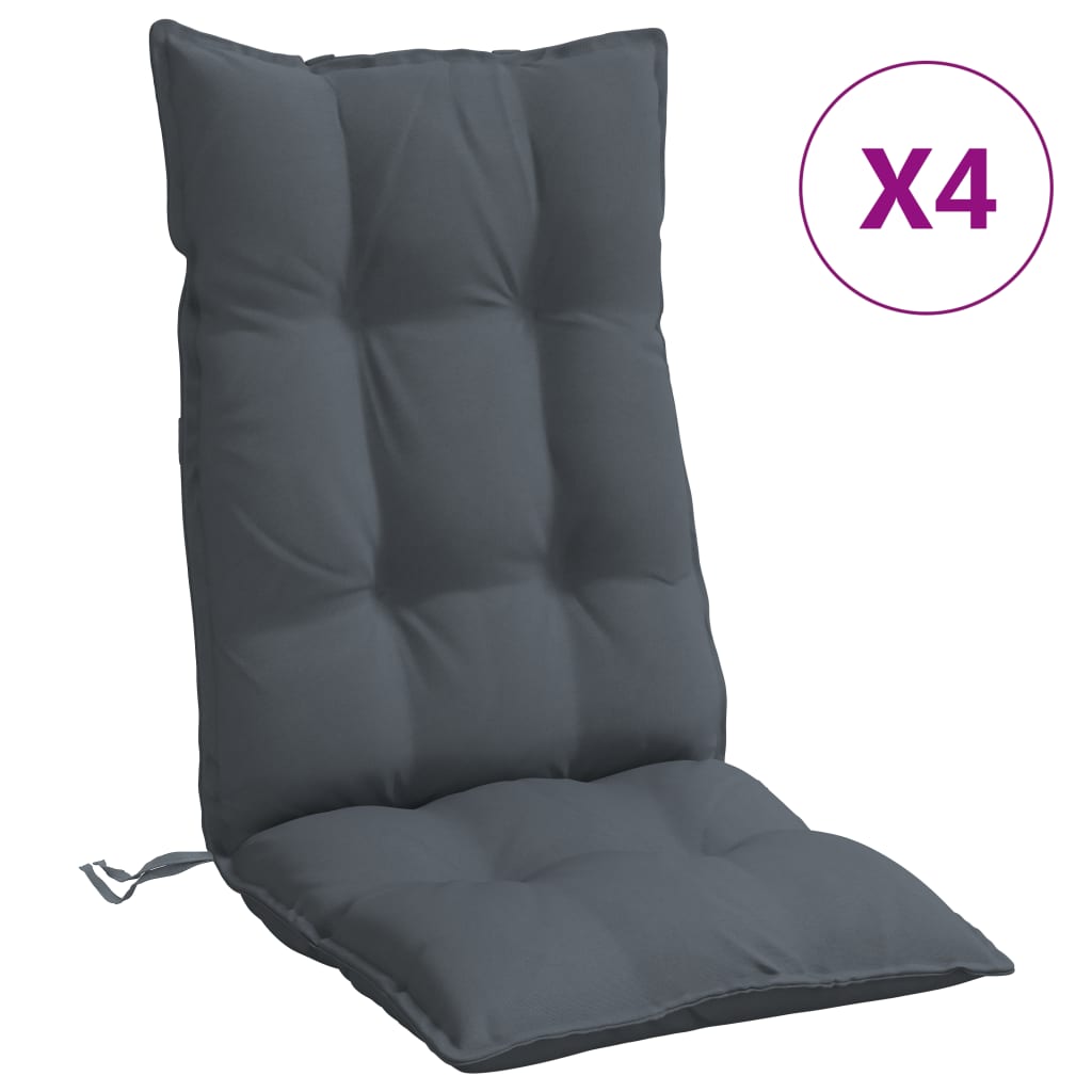 vidaXL Cojines de silla respaldo alto 4 uds tela Oxford gris antracita